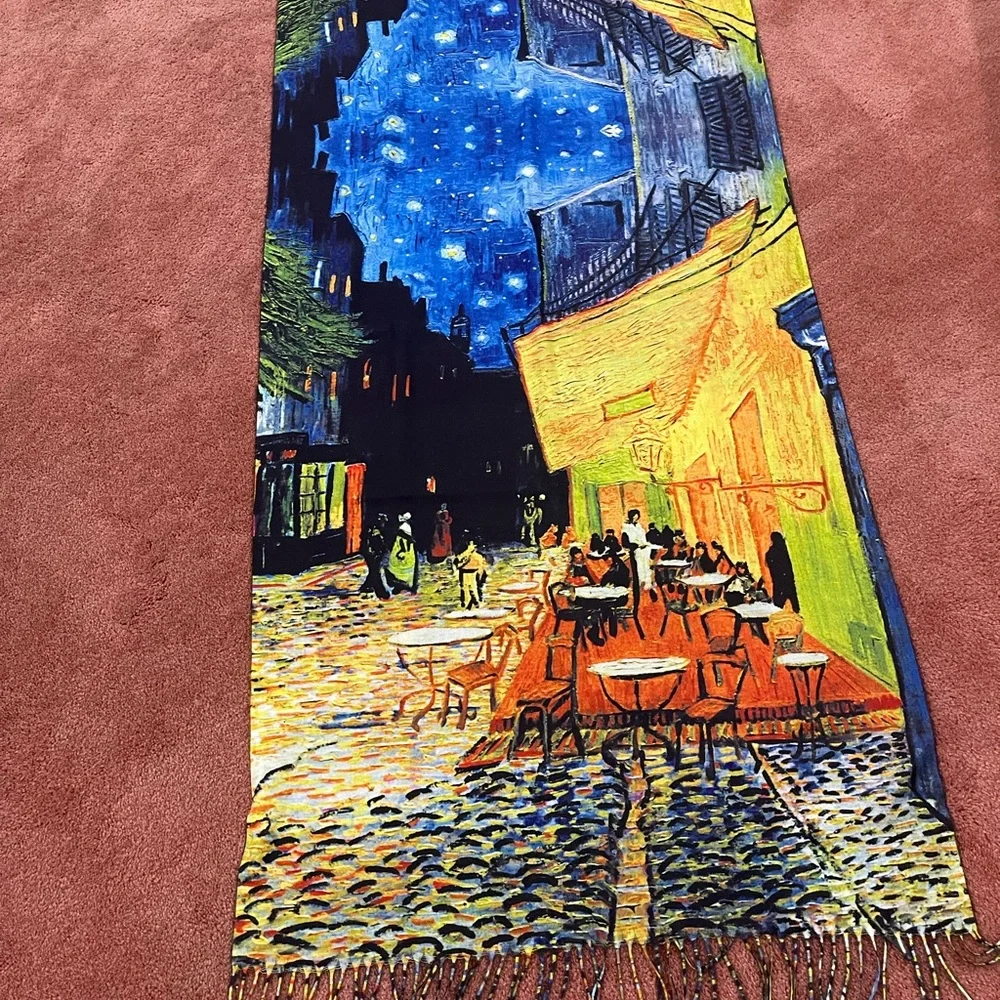 Starry Night Café scarf /shawl NWOT/double sided